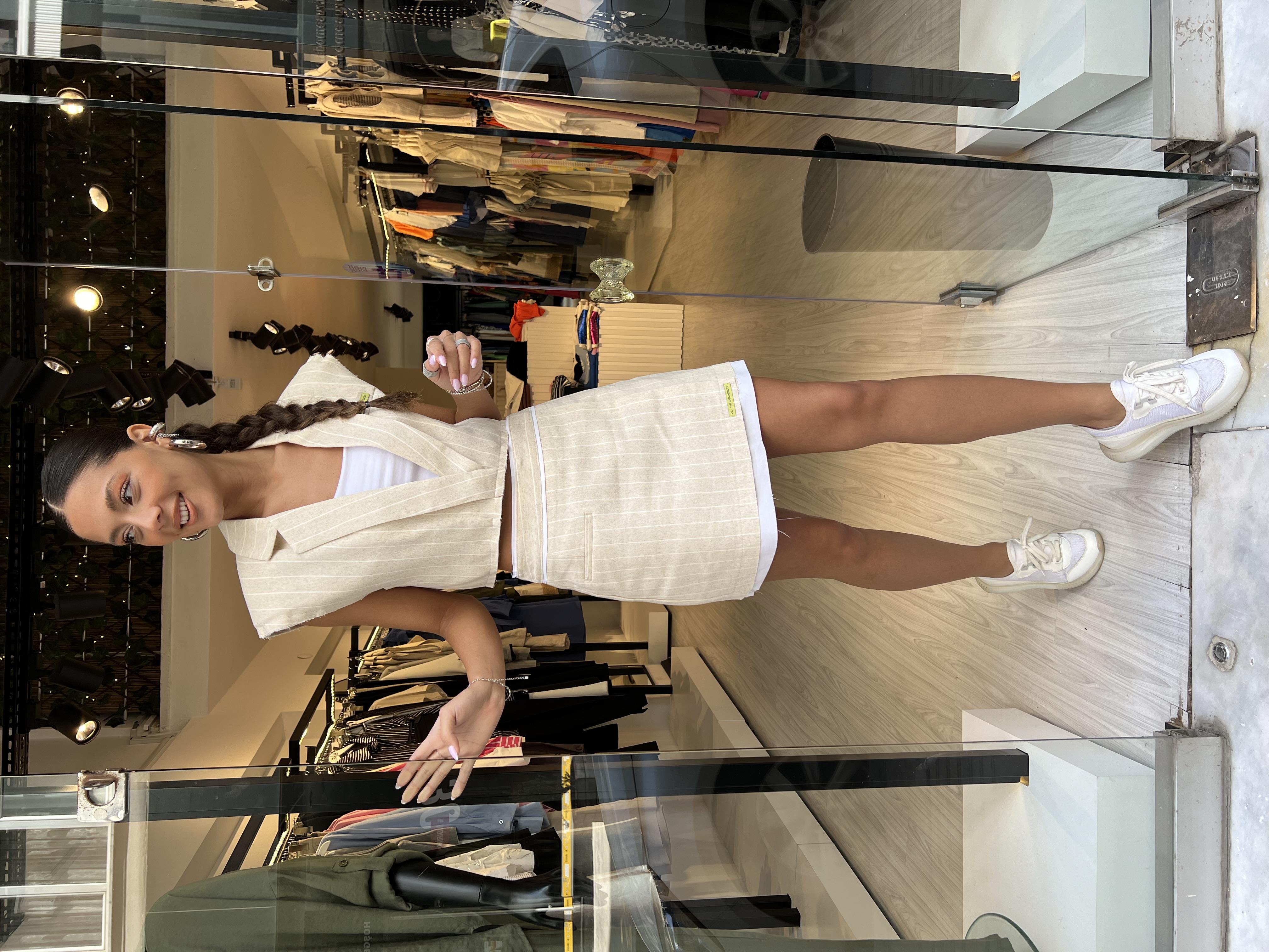 QEtiket Detaylı Etek-Taş