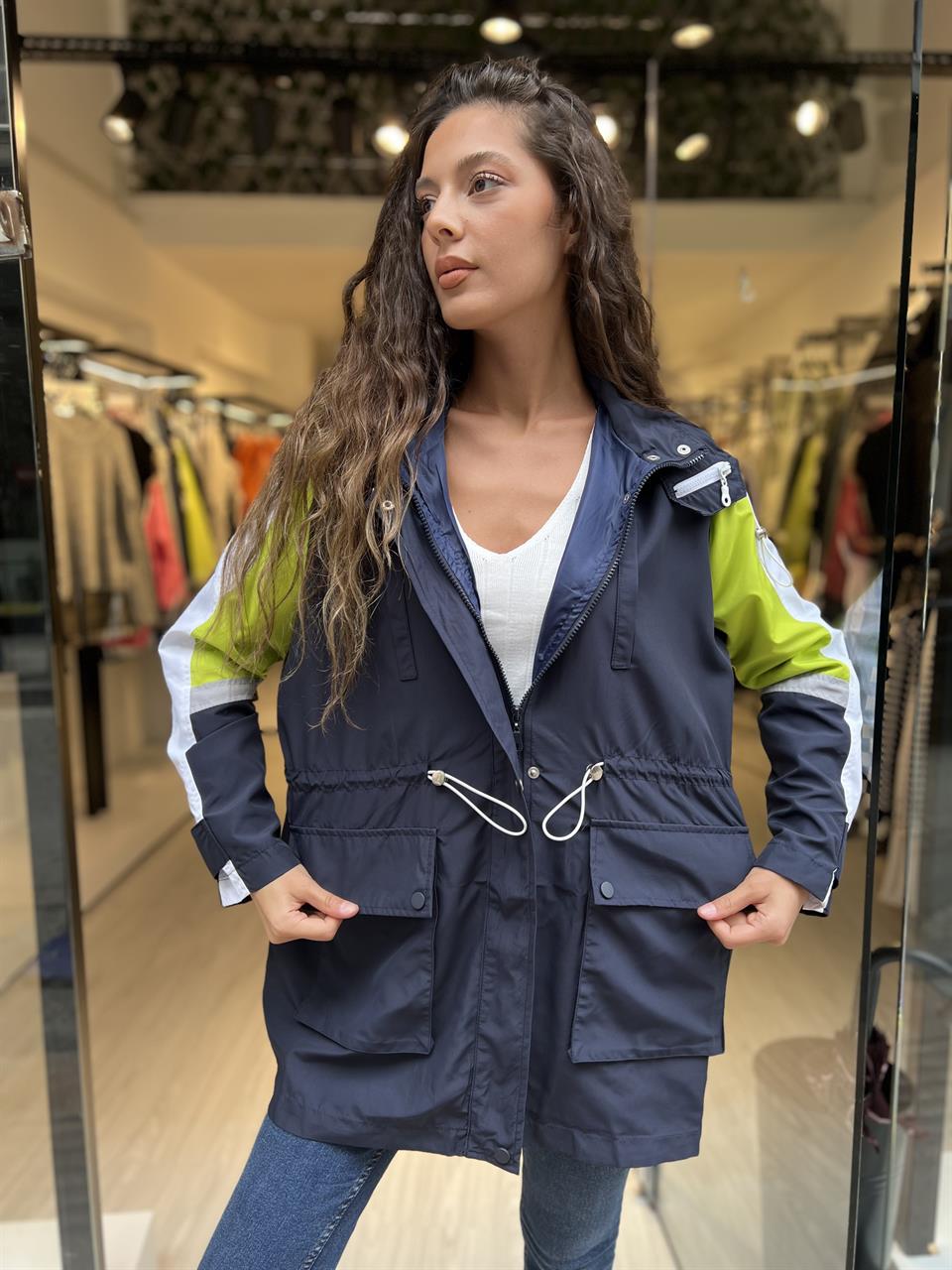 Renkli Yağmurluk-Lacivert