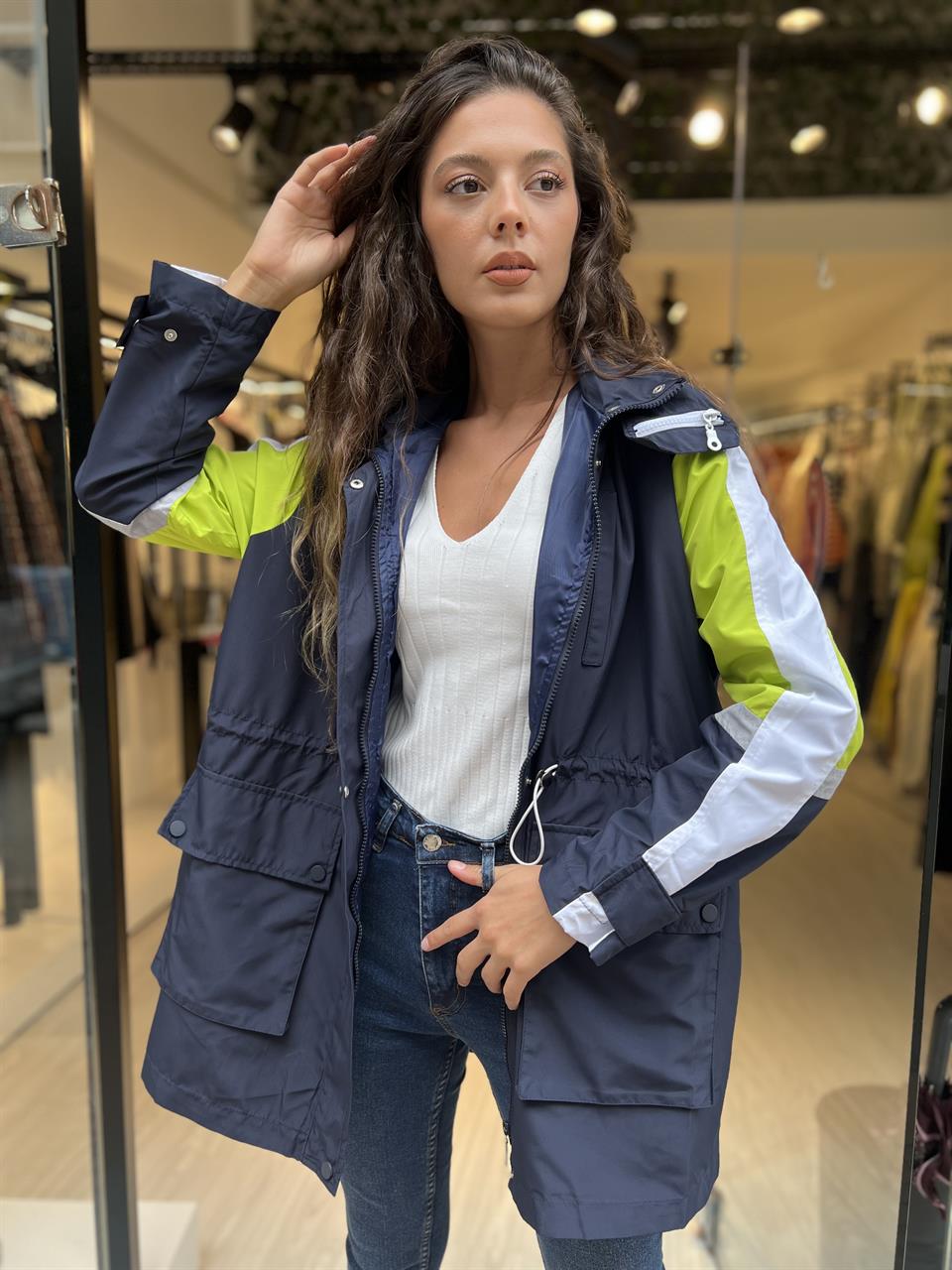 Renkli Yağmurluk-Lacivert