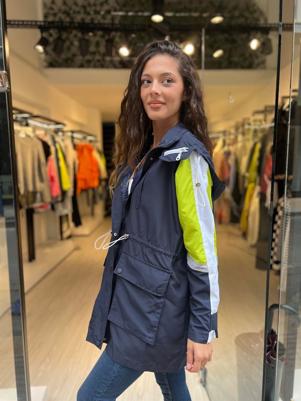 Renkli Yağmurluk-Lacivert