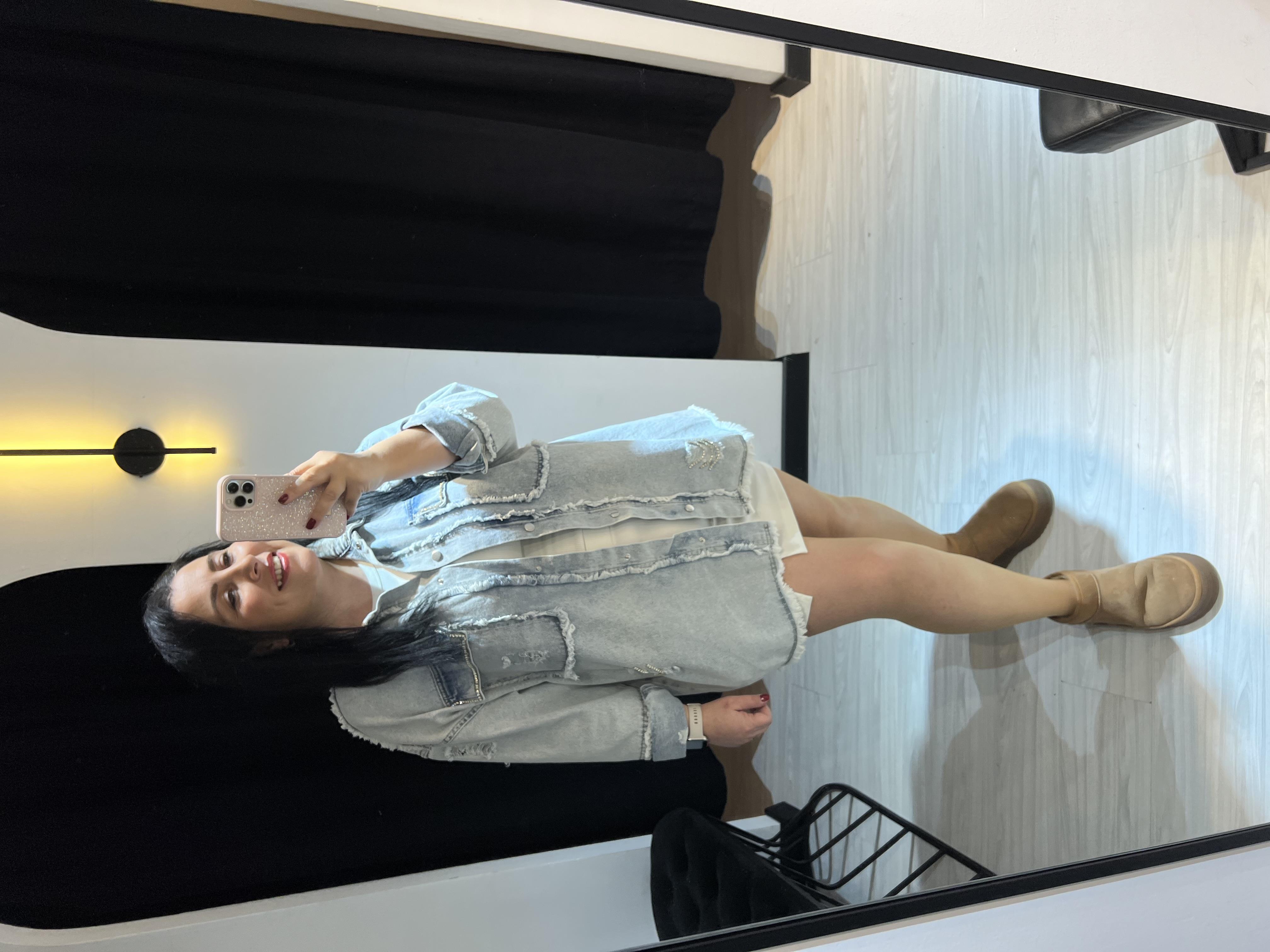 Shz.Taş Detaylı Gömlek Ceket-Mavi