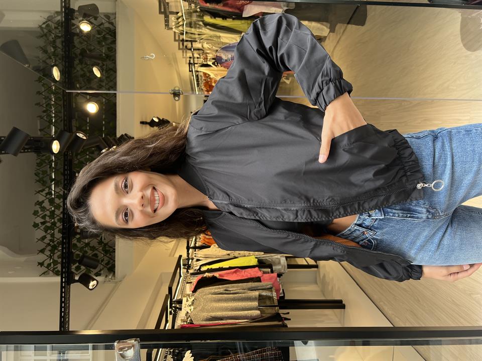 Taşlı Bomber-Siyah