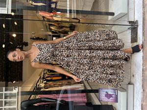 Askılı Leopar Elbise- Kahveleopar