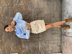 Bk Gül Detaylı Gömlek-Mavi 