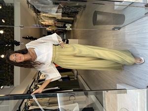 Çift Lastikli Bol Paça pantolon-Yeşil