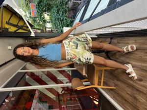 Desenli Keten Şort-Yeşil