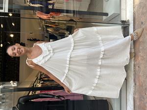 Die Askılı Fisto Elbise-Beyaz