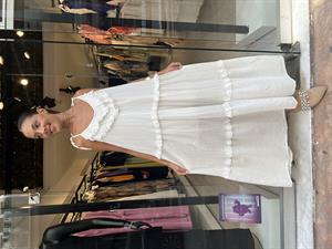 Die Askılı Fisto Elbise-Beyaz