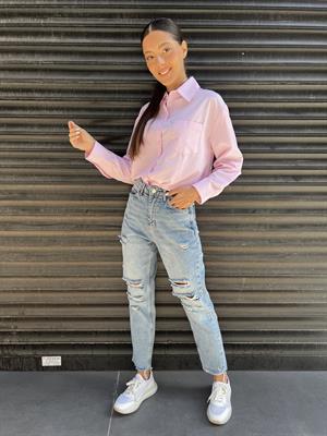 Dk Çizgili Gömlek -Pembe 