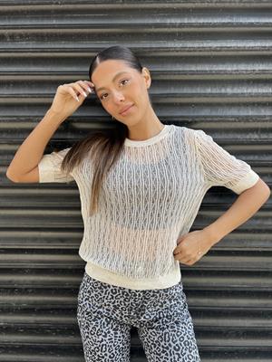 Dlv.Kısa Kollu Bluz-Ekru 