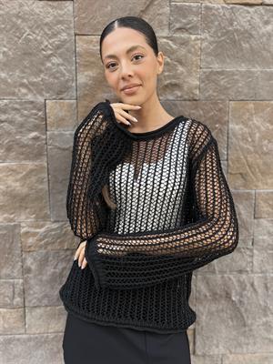 Dlvn Ajurlu Bluz-Siyah