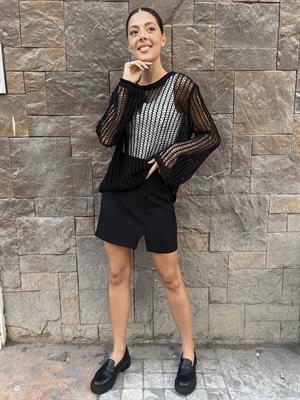 Dlvn Ajurlu Bluz-Siyah