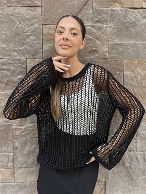 Dlvn Ajurlu Bluz-Siyah