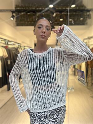 Dlvn Ajurlu Transparan Bluz-Ekru