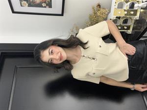 Dlvn Cepli Düğmeli Triko-Taş