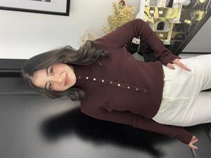 Dlvn Düğmel Triko-Bordo