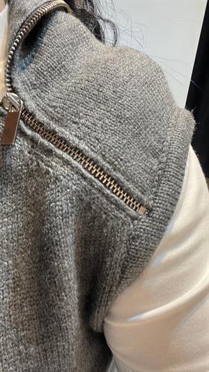 Dlvn Fermuar Yaka Süveter-Gri