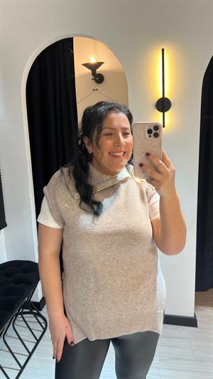 Dlvn Fermuar Yaka Süveter-Kahve