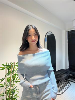 Dlvn Madonna Yaka Triko -Mavi