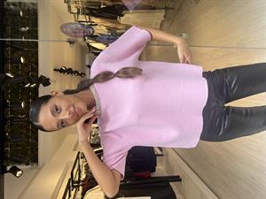 Dlvn Parlak Taş Aplikeli Kısa Kol-Pembe 