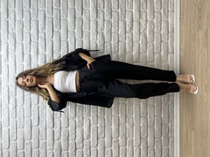 Keten Gömlek Takım Siyah