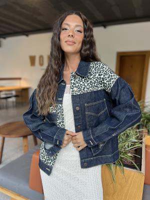 Fırst Leopar Kot Ceket-Lacivert