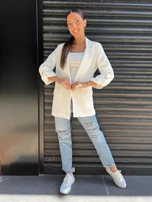 Frst Duble Kol Ceket-Beyaz