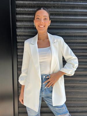 Frst Duble Kol Ceket-Beyaz