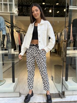 İnce Leopar Pantolon-leopar Bej