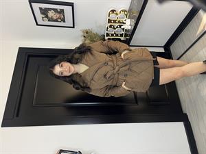 Kapitone Kürklü Mont-Kahve