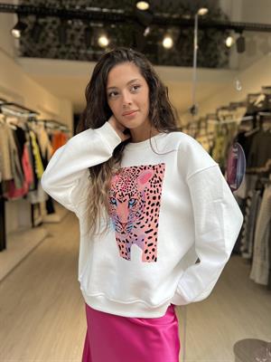 Kaplan Desen Sweat-Beyaz