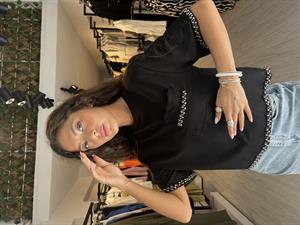 Key.Boncuk İşlemeli Bluz-Siyah