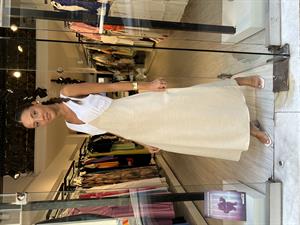 Key.Poplin Keten Elbise-Taş