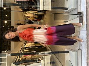 Key.Taşlı Yaka Elbise-Turuncu