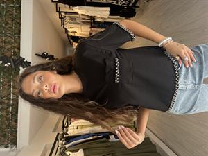 Key.Boncuk İşlemeli Bluz-Siyah