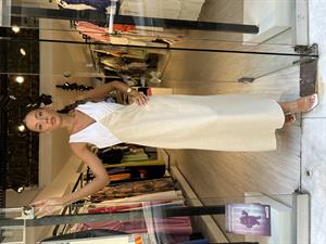 Key.Poplin Keten Elbise-Taş