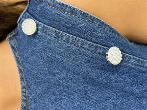 Keyy Düğmeli Kot Elbise-Mavi