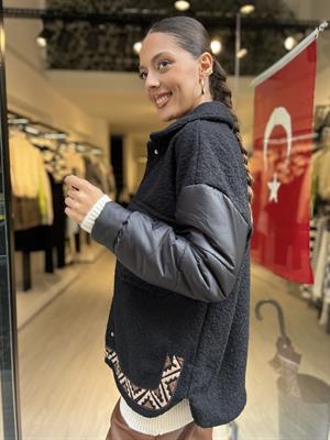 Kolu Kapitone Ceket-Siyah