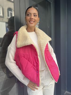 Kürklü Kısa Yelek-Fuşya