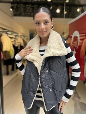 Kürklü Kısa Yelek-Siyah