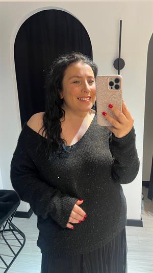 Nsn Simli V Yaka Kazak-Siyah