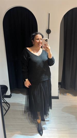 Nsn Simli V Yaka Kazak-Siyah