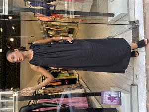 Omuzdan Bağlamalı Elbise-Siyah