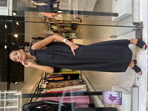 Omuzdan Bağlamalı Elbise-Siyah