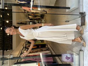 Önden Bağlamalı Keten Elbise-Taş 