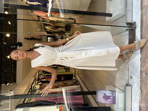 Önden Bağlamalı Keten Elbise-Taş 