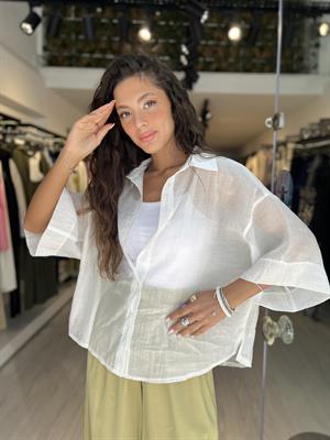 Perry Kısa Kollu Gömlek-Beyaz