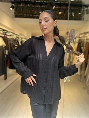 Pry Transparan Gömlek-Siyah