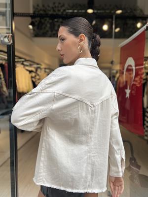 Püsküllü Kot Ceket-Taş