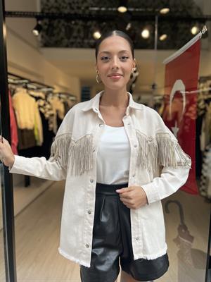 Püsküllü Kot Ceket-Taş